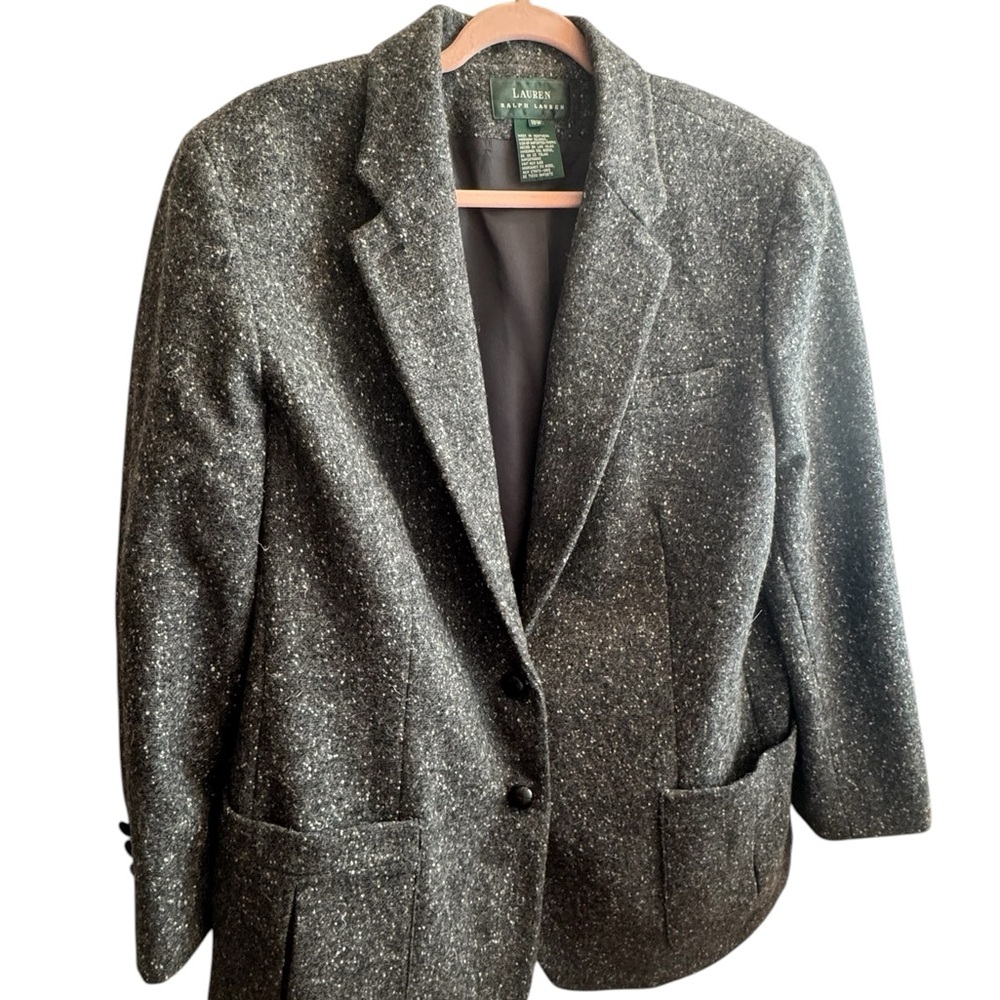 Lauren Ralph Lauren Charcoal Grey Speckled Lamb’s Wool Blazer